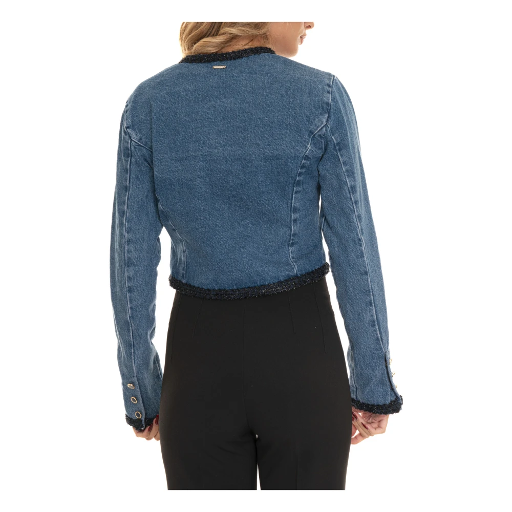 Liu Jo Korte Chanel-stijl jas met Lurex Blue Dames