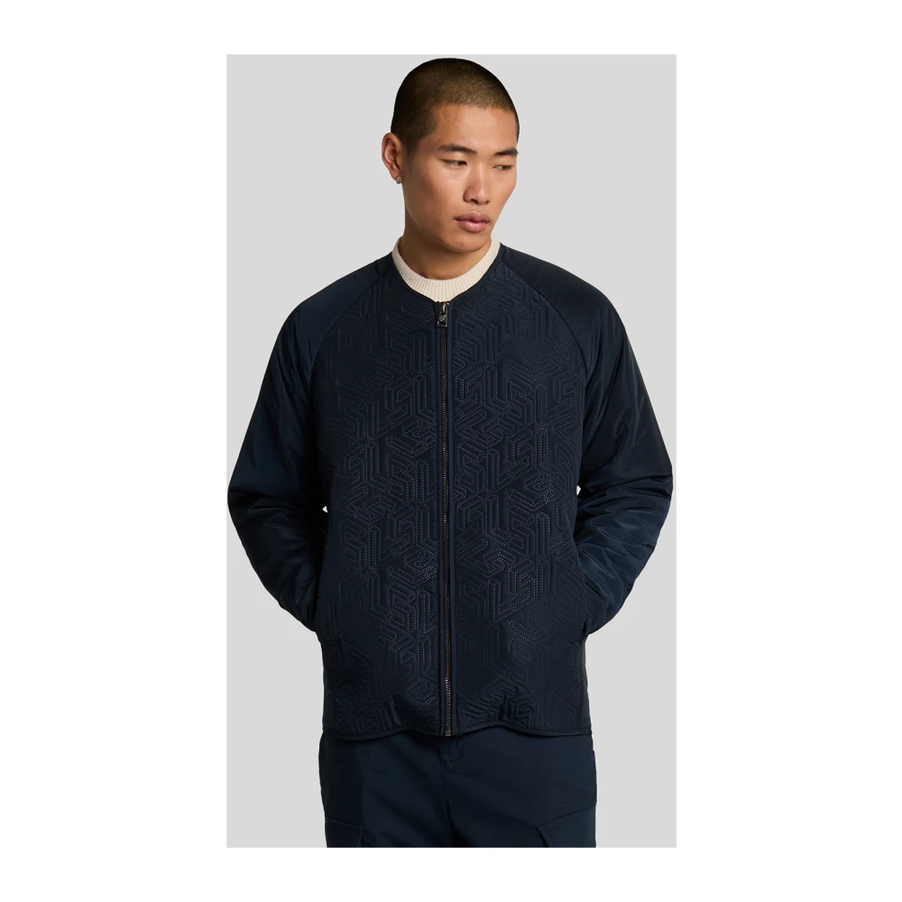 Lyle & Scott Jassen Embleem Gewatteerde Jas Blue Heren
