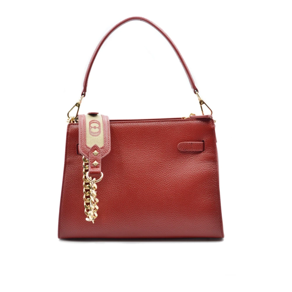 La Carrie Iconische Leren Shopper Tas met Studs Red Dames