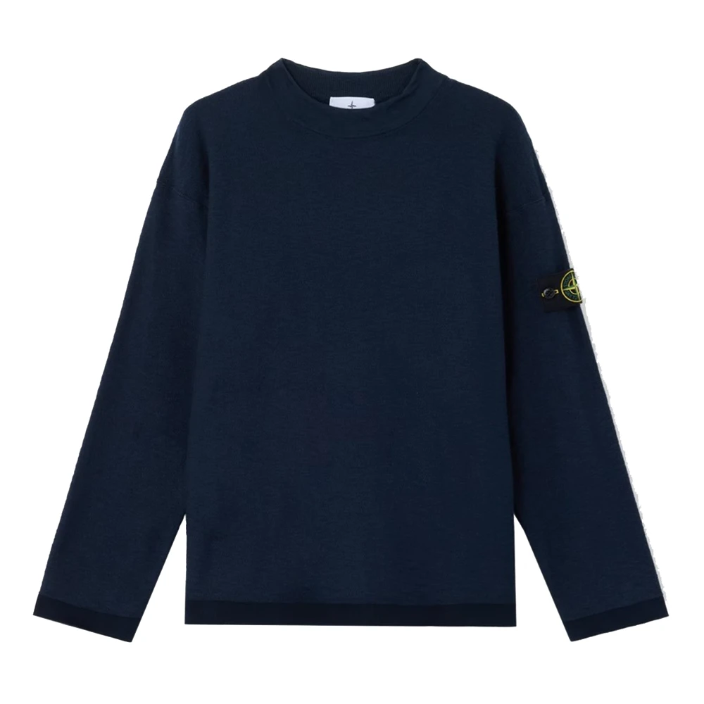 Stone Island Men's Blue Crew Neck Jumper - Round-Neck Knitwear - 2XL - Knitwear