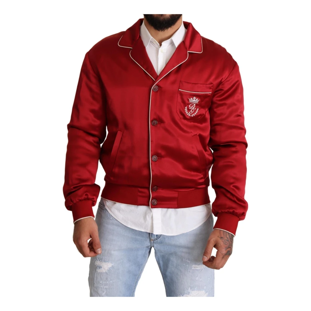 Dolce & Gabbana Men's Red Logo Bomber Jacket