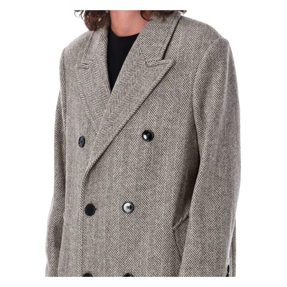 Ami Paris Dubbelbreasted wollen jas Koffie Aw24 Gray Heren