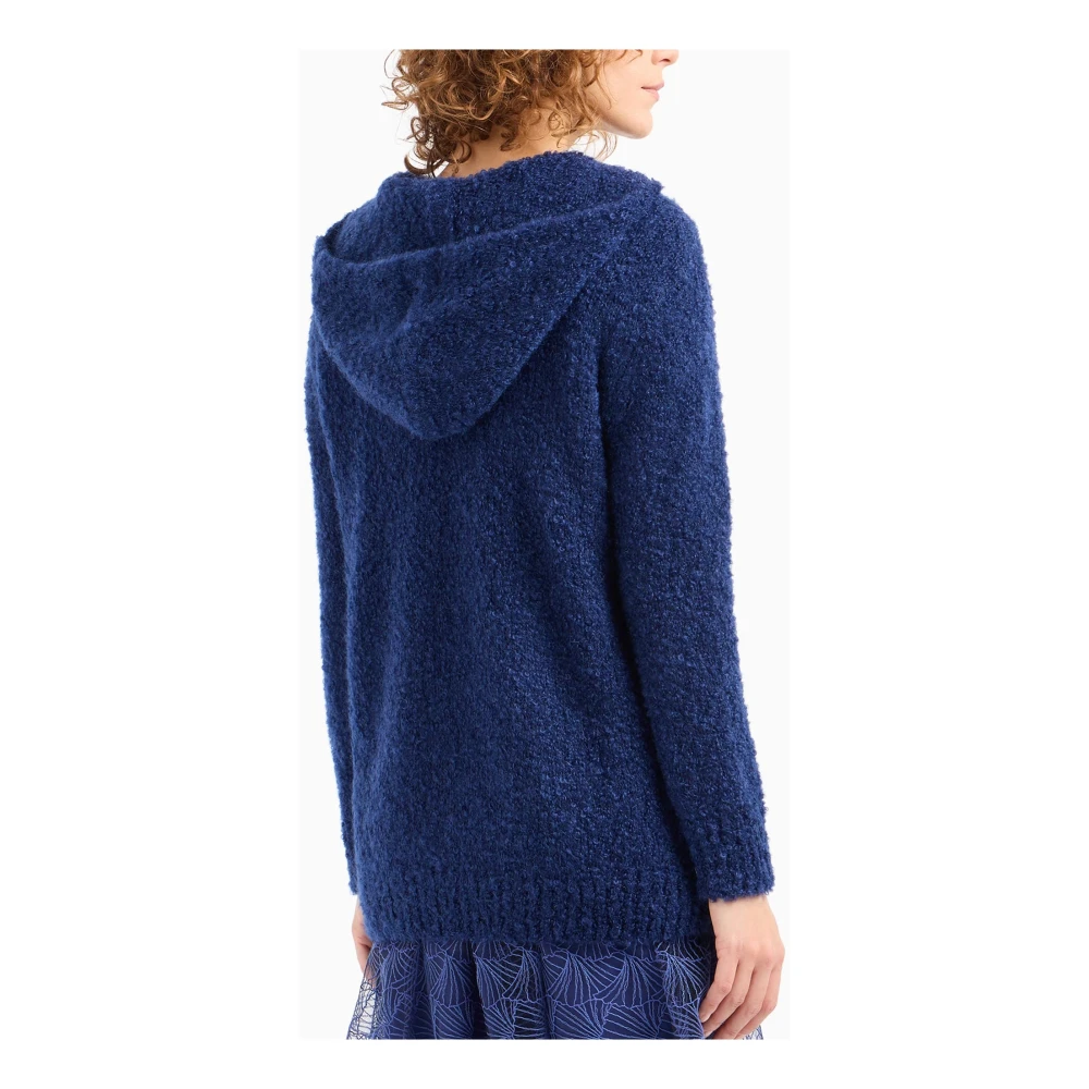 Emporio Armani Blauwe Bouclé Hoodie Blue Dames