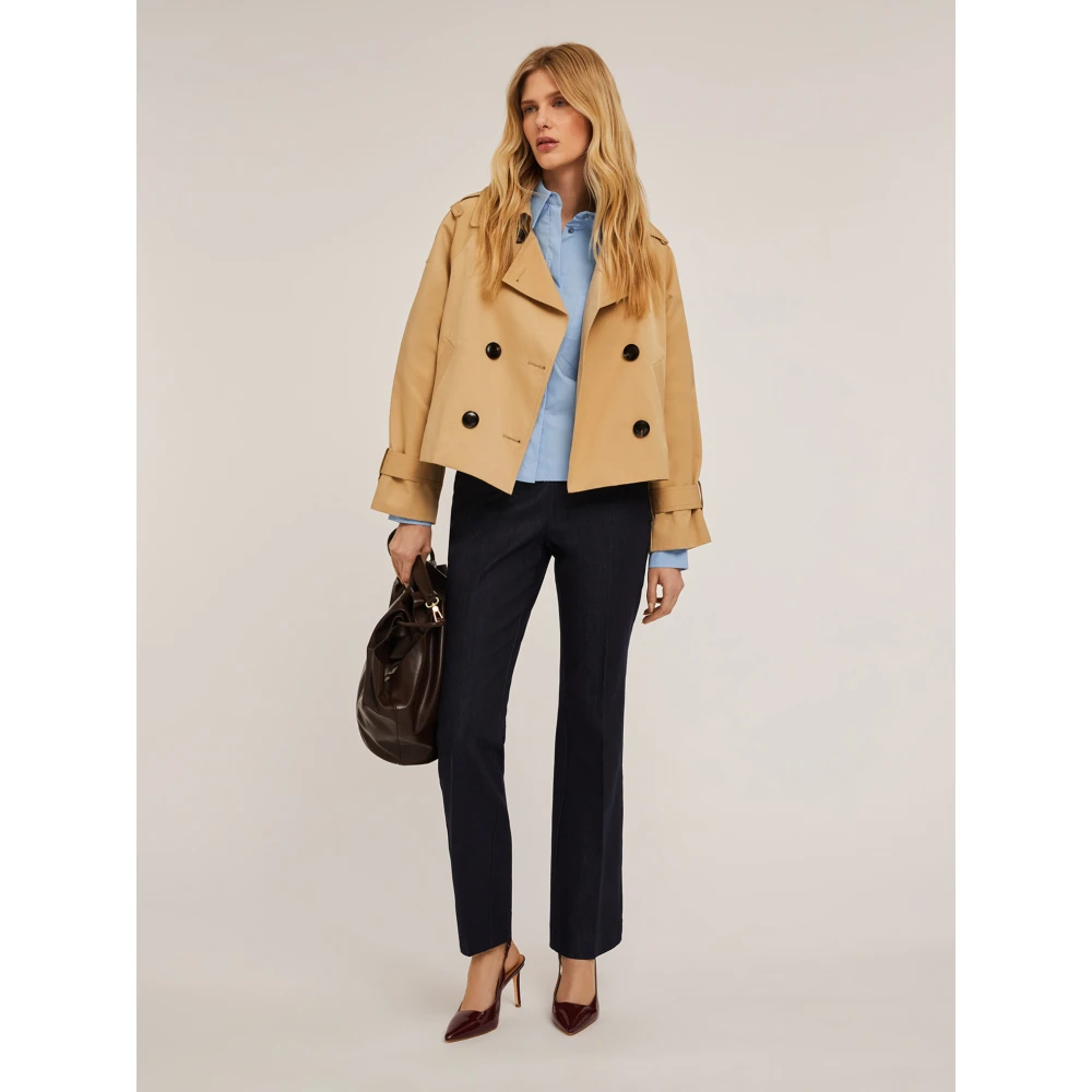 Motivi Korte double-breasted trenchcoat Beige Dames