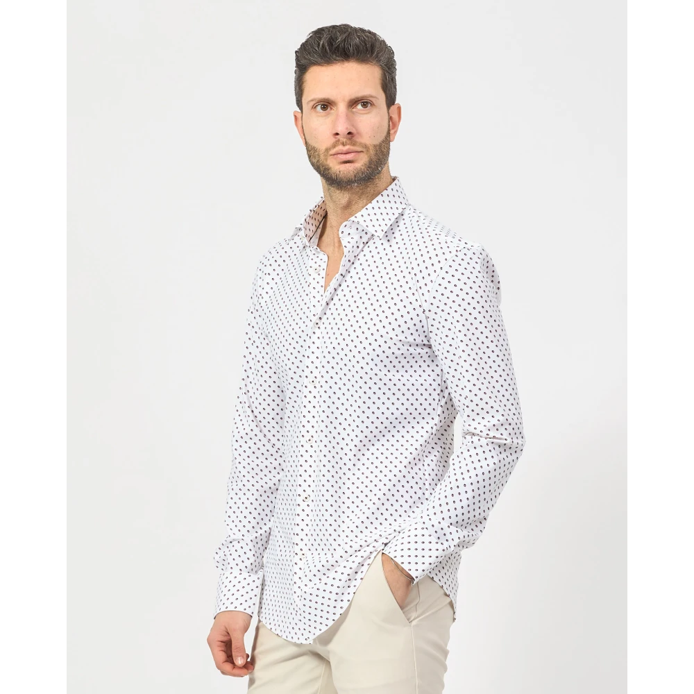 Hugo Boss Geometrisch Bedrukt Zakelijk Overhemd White Heren