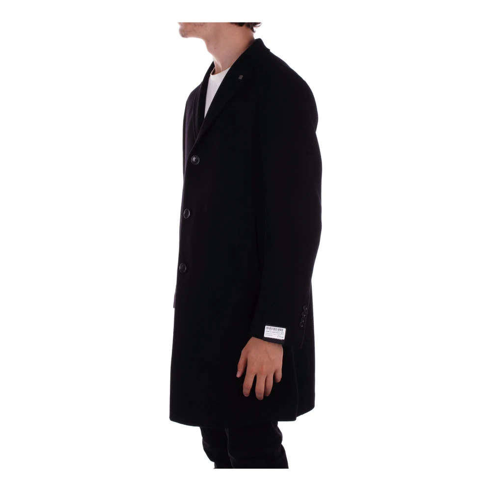 Tagliatore Zwarte Wol Kasjmier Jas Black Heren