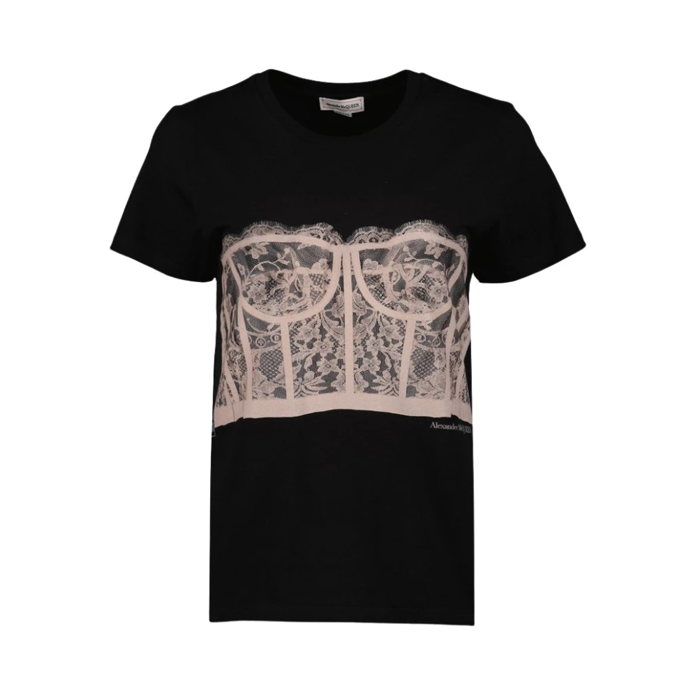 Alexander mcqueen Bedrukt Korset T-Shirt Black Dames