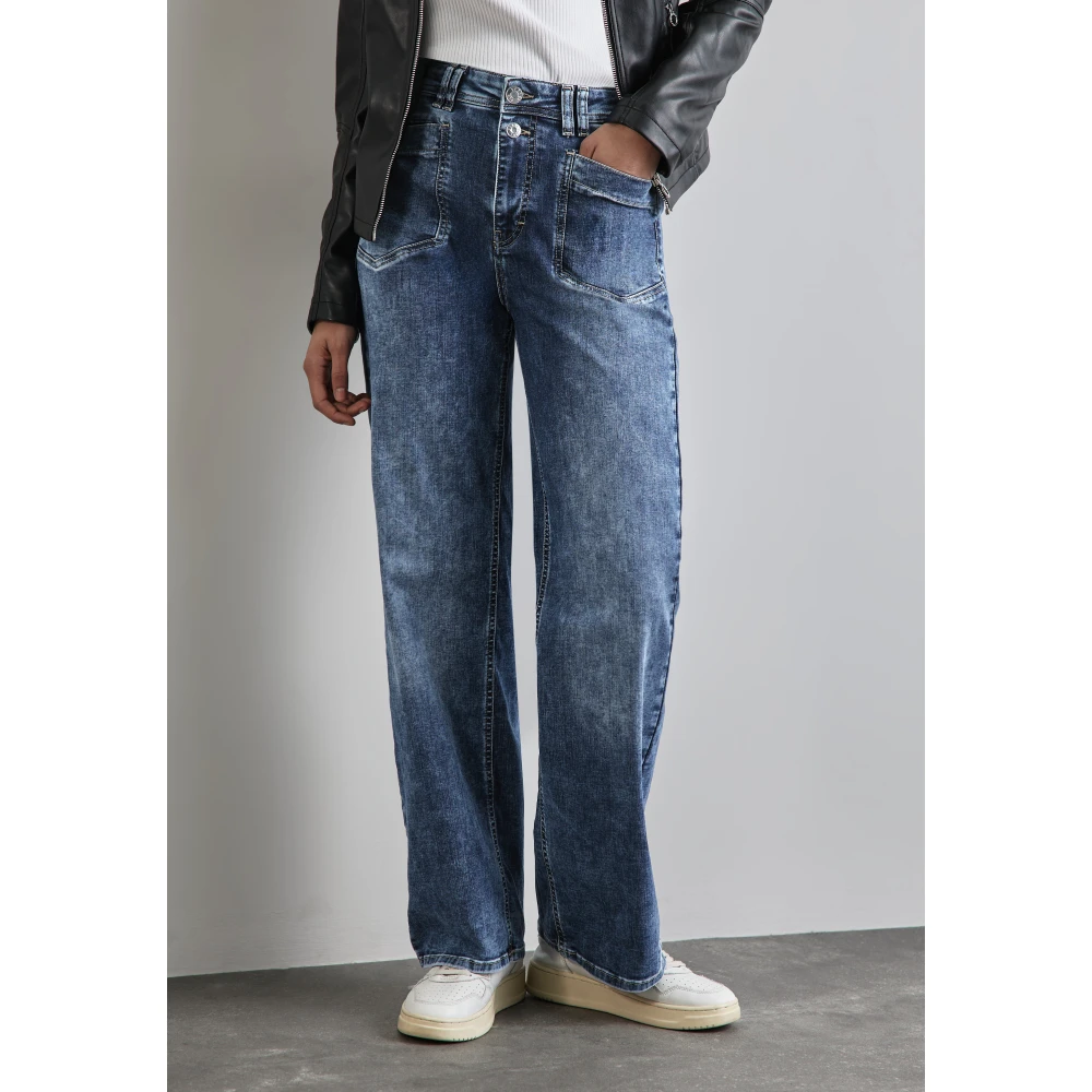 Street One Relaxte Wide Leg Blauwe Jeans Blue Dames