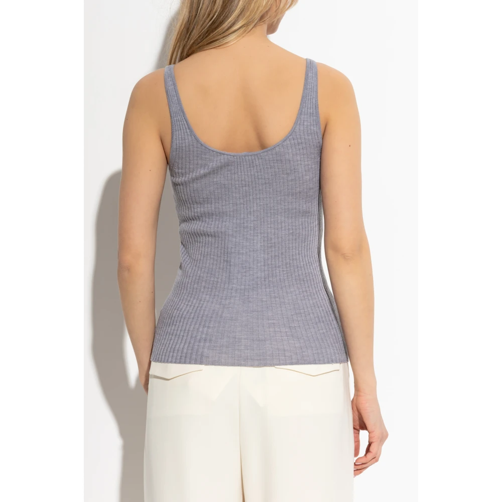 Theory Geribbelde mouwloze top Gray Dames