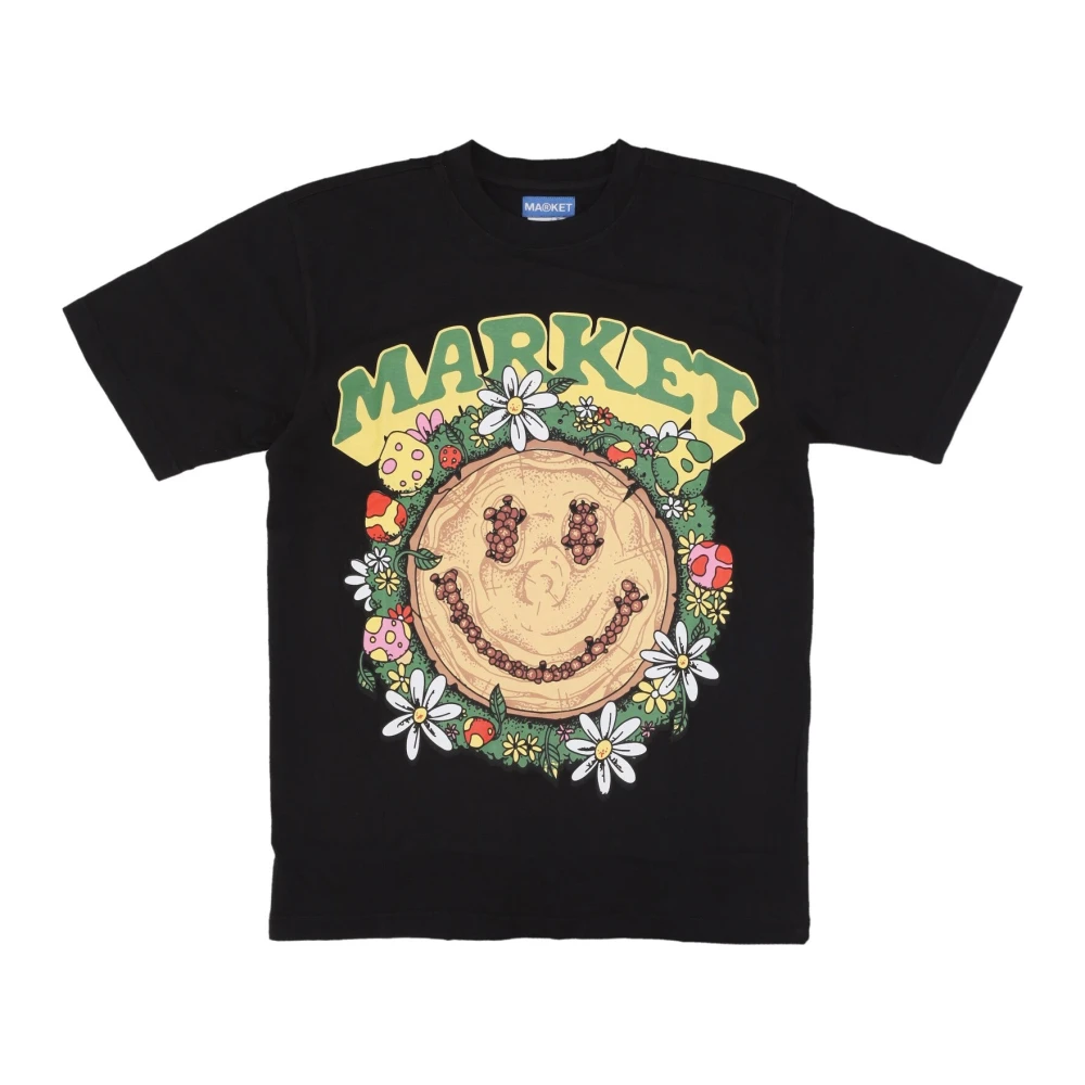 Market Men's Black T-Shirts, Xl, Vintage Smiley Tee Cotton T-Shirt