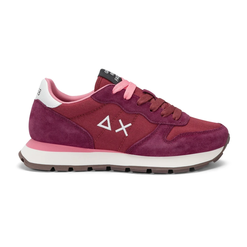 Sun68 Women's Red Sneakers, 6 Uk, Casual Sneaker In Bordeaux Leather And Fabric