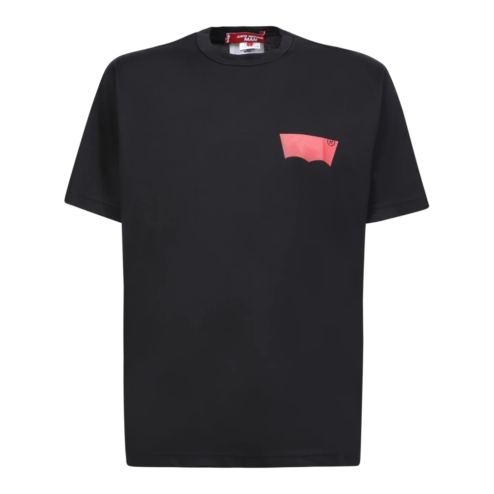 Junya Watanabe Black T-Shirts, Male, S, T-Shirt With Logo Print