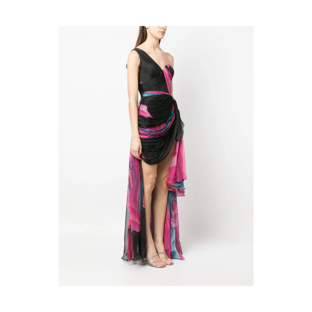 Iris Serban Luna One-Shoulder Zijden Jurk Black Dames