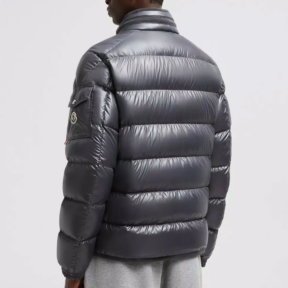 Moncler Korte donsjas met wollen afwerking Gray Heren