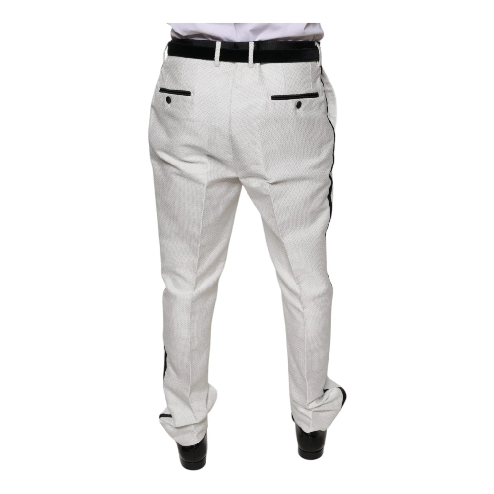 Dolce & Gabbana Zijdeblend Witte Pantalon White Heren