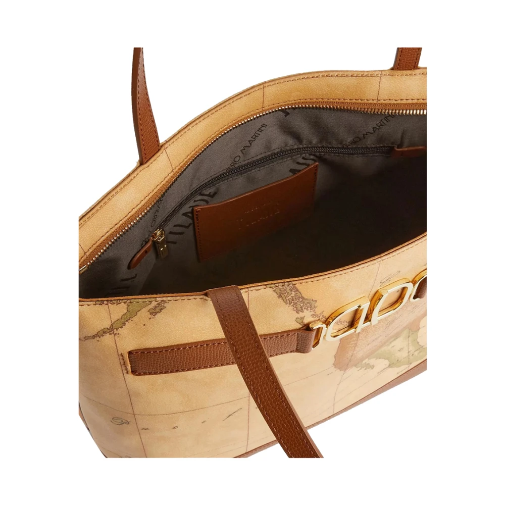 Alviero Martini 1a Classe Bruine leren shopper tas Geo Classic Brown Dames