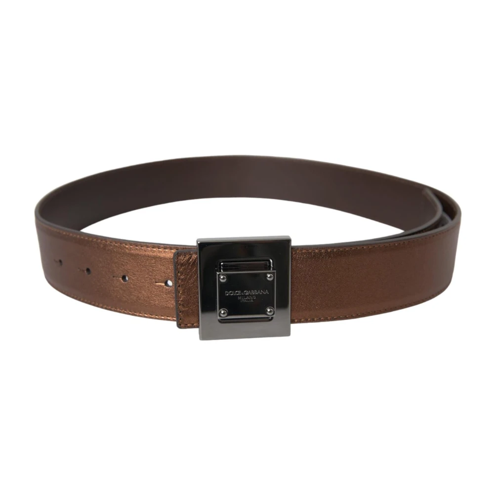 Dolce & Gabbana Bronzen Leren Riem met Metalen Gesp Brown Dames