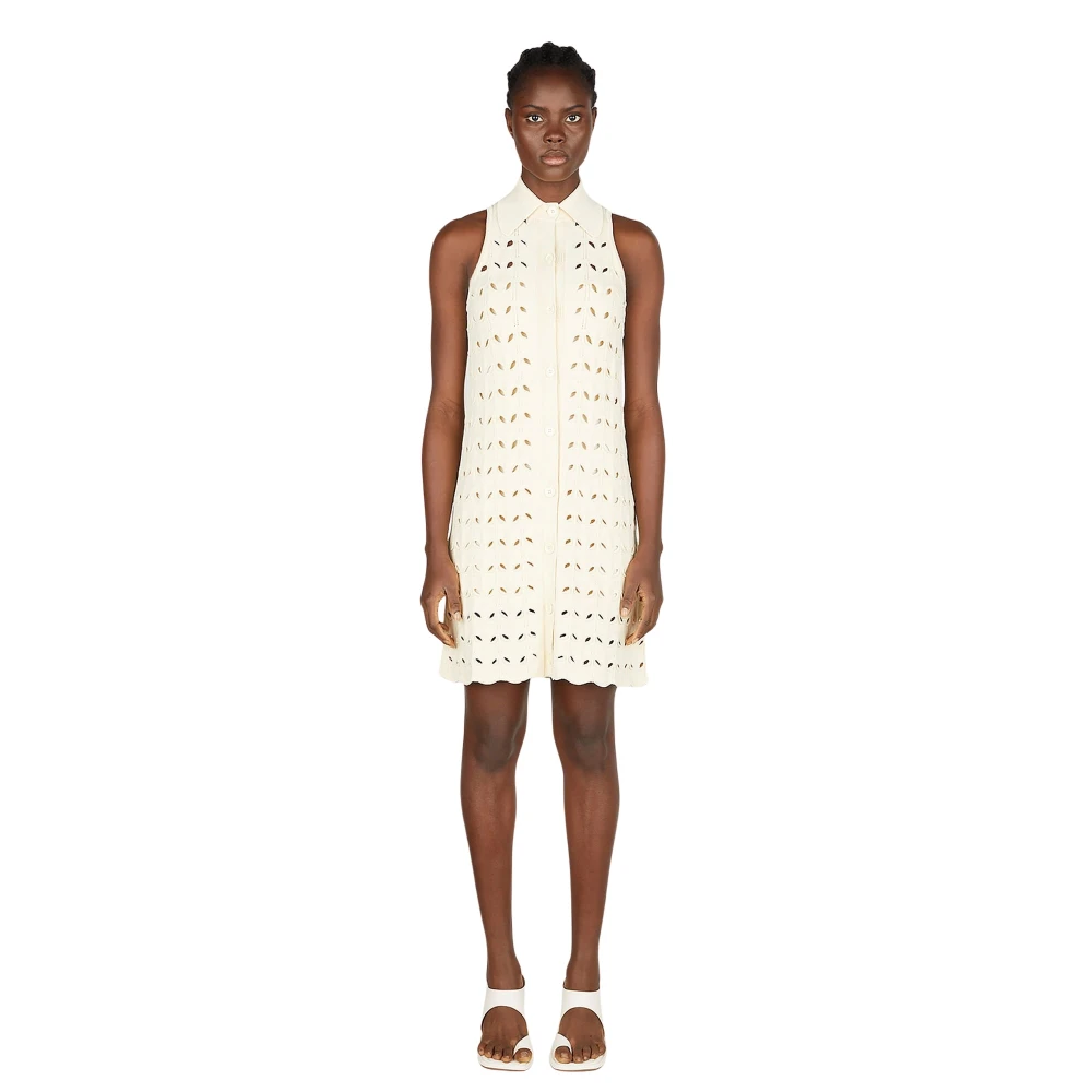 Sportmax Women's White Knit Weave Embroidered Dress With Cutouts - Short Dresses - Xs - Dresses