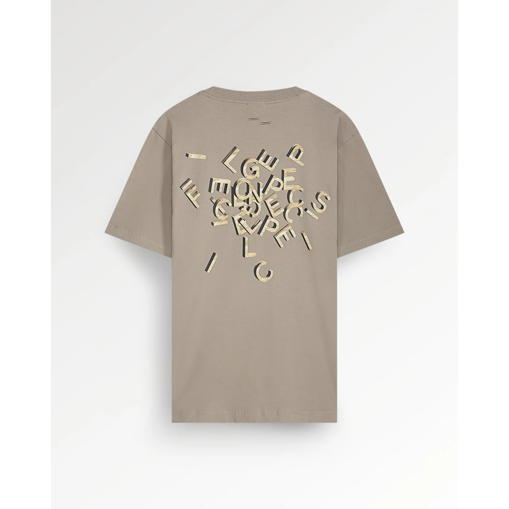 Filling Pieces T-shirt Alphabet Travertine Fossil Brown Heren