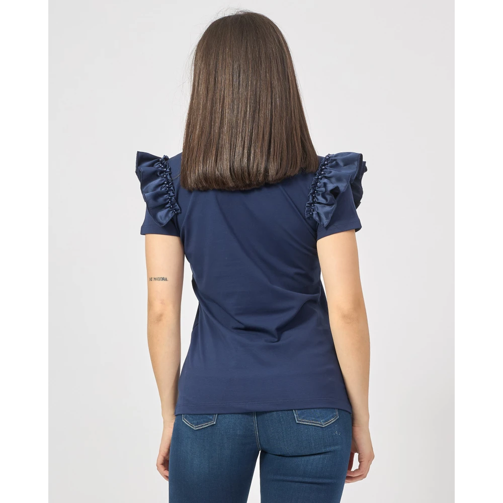Fracomina Blauwe T-shirts en Polos met Rouches Blue Dames