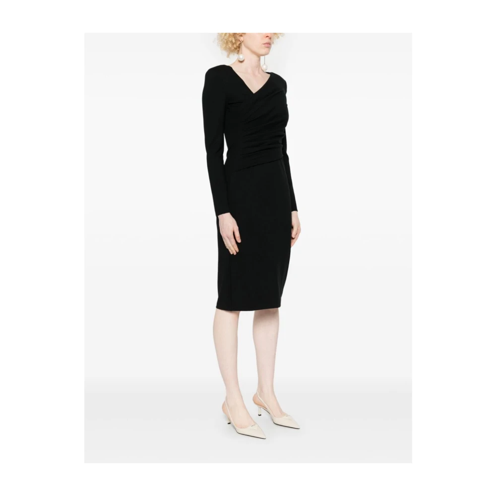 Emporio Armani Zwarte Jersey Jurk met Asymmetrische Hals Black Dames