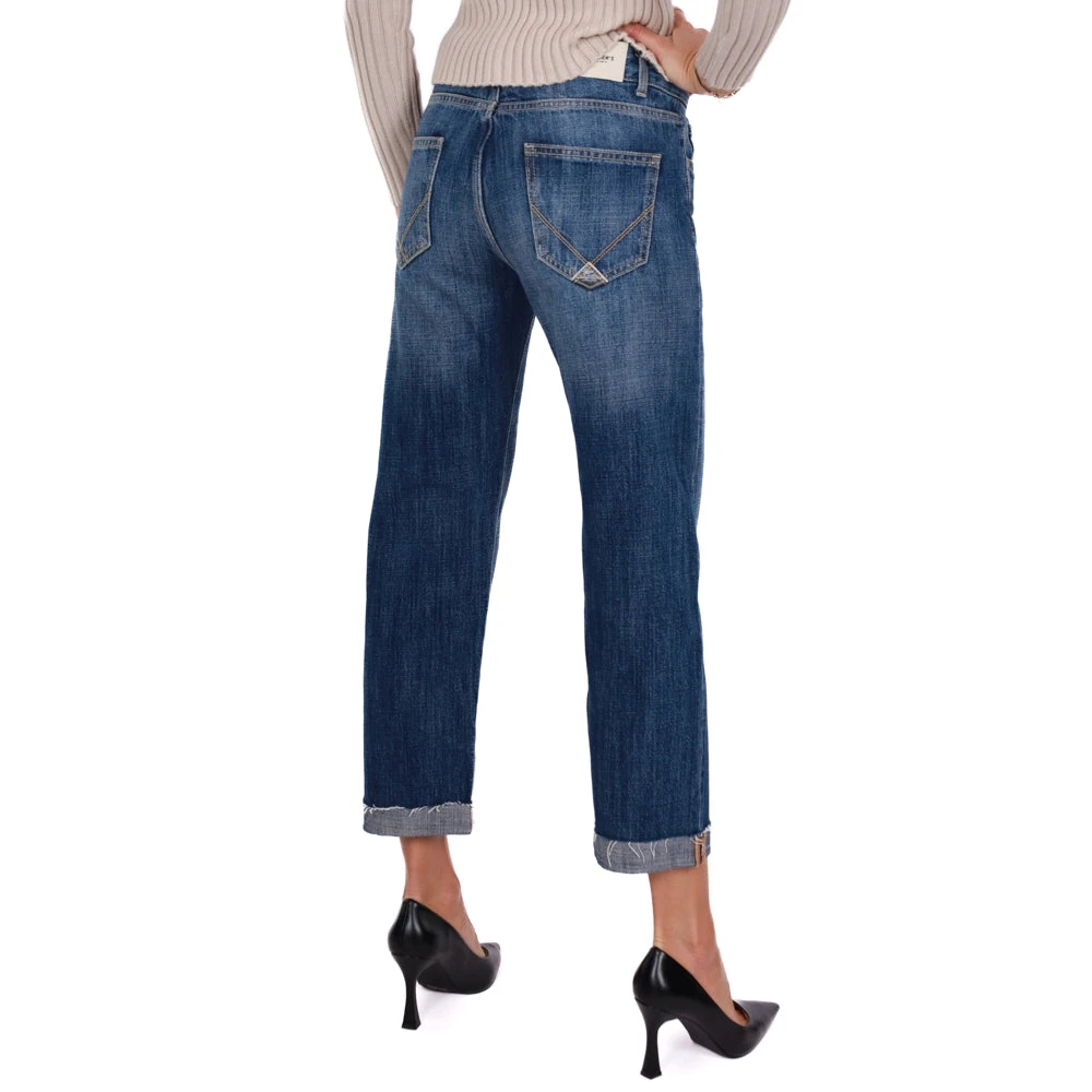 Roy Roger's Blauwe Wide Leg Cropped Jeans Blue Dames