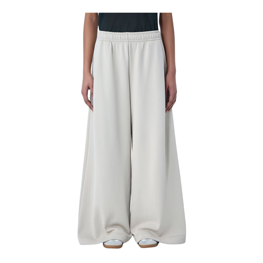 Lacoste Women's Beige Wide-Leg Trousers With Elasticated Waistband