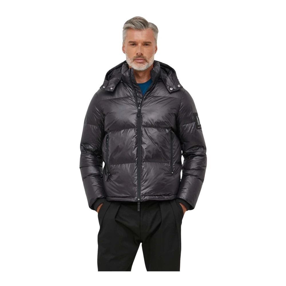 Armani Exchange Zwarte donsjas met afneembare capuchon Black Heren