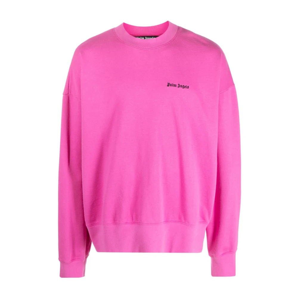 Palm Angels Geborduurd Logo Crew-Neck Sweatshirt Pink Heren