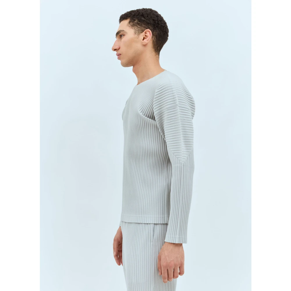 Issey Miyake Geplooide Longsleeve Top Gray Heren