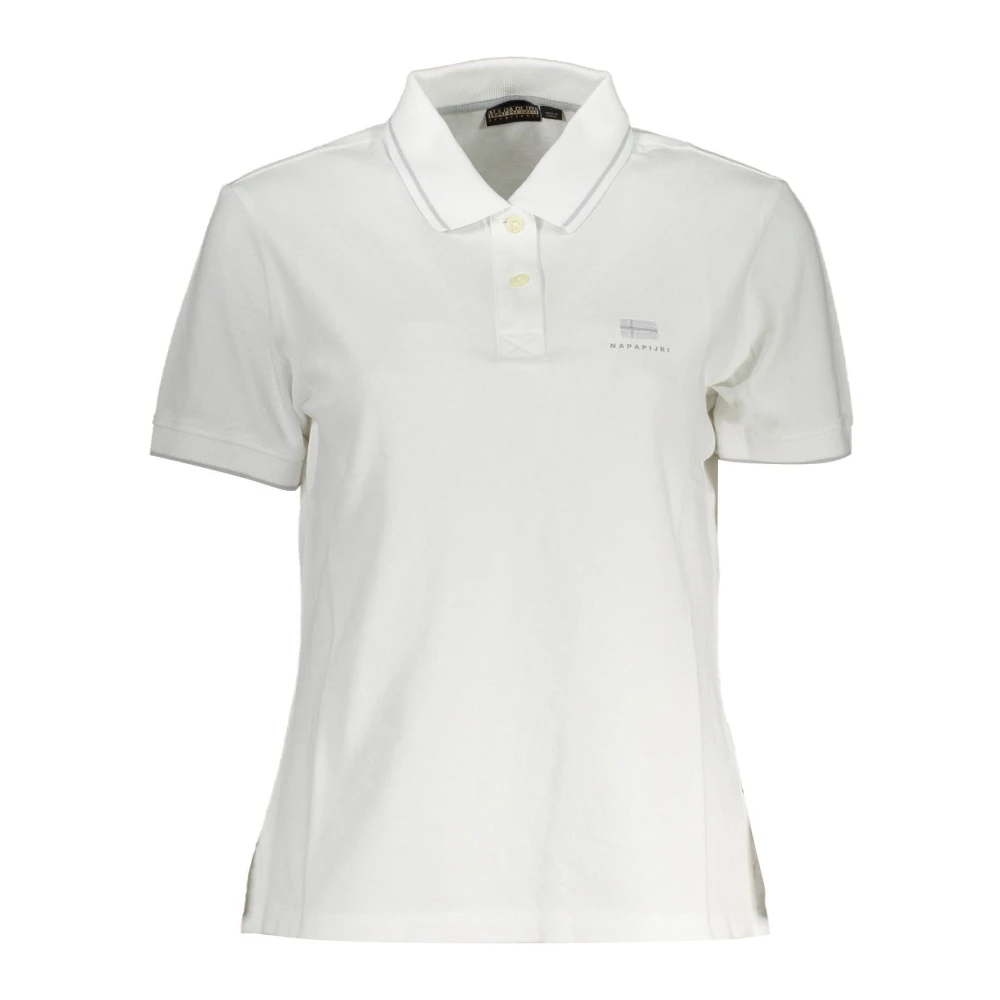 Napapijri Women's White Polo Shirts, S, Short Sleeve Polo Shirt