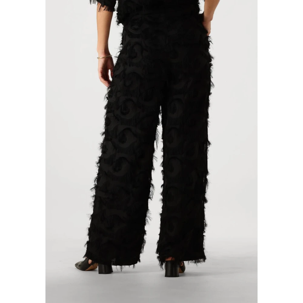 Minus Elegante franje hoge taille broek Black Dames