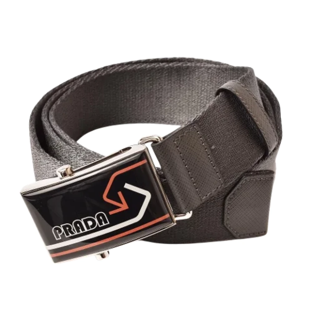 Prada Vintage Pre-owned Canvas belts Gray Heren