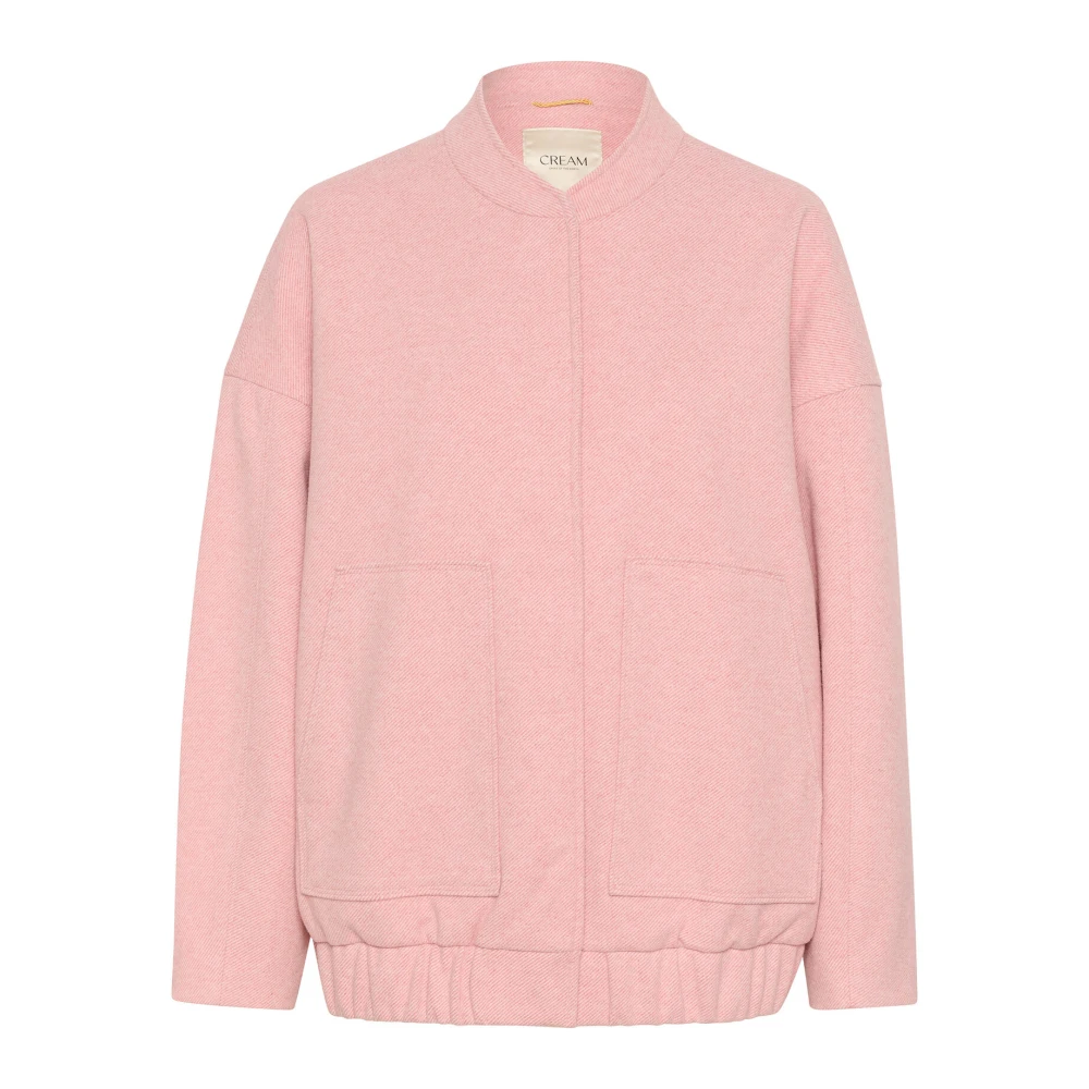 Cream Oversized Bomberjack met Zakken Pink Dames