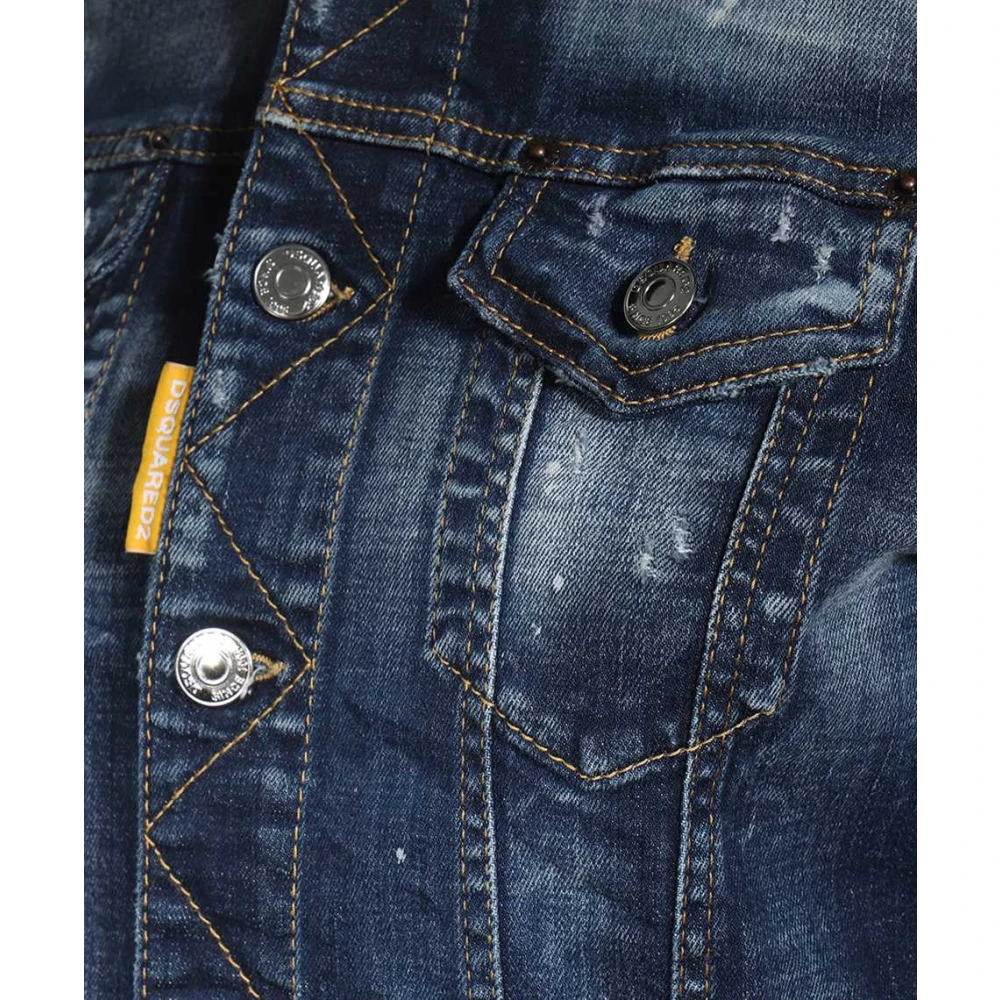 Dsquared2 Gespoten Denim Jack Blue Dames
