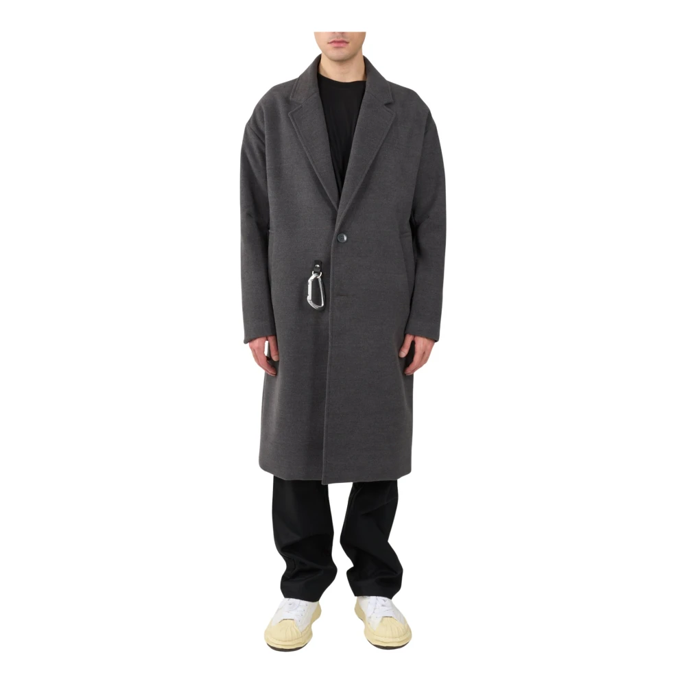 The Silted Company Wollen jas met knoopsluiting Gray Heren
