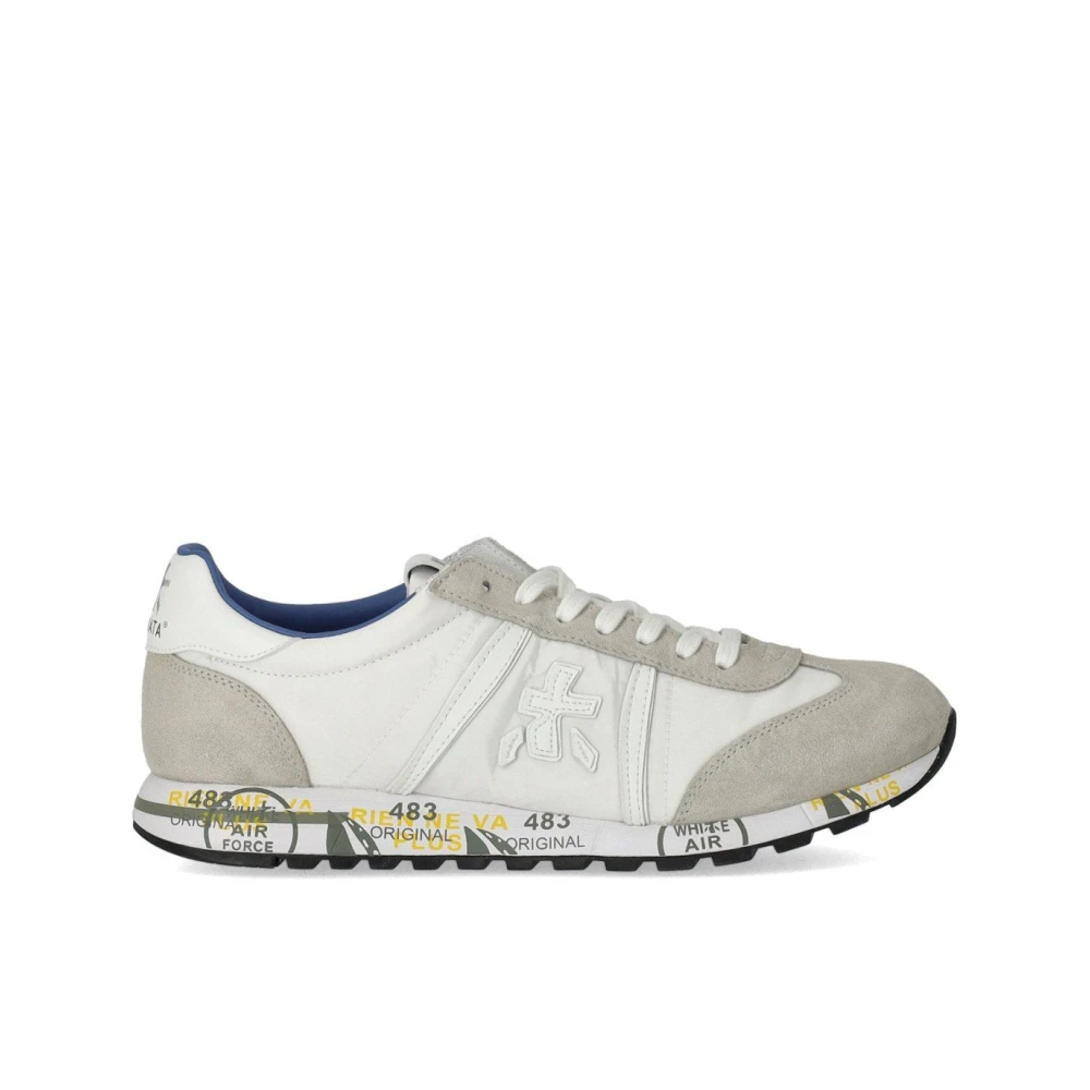 Premiata Men's White Suede And Fabric Sneaker With Logo