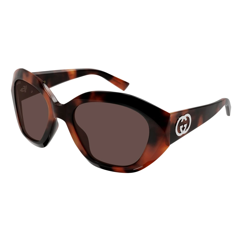 Gucci Gg2200s Geometric-Frame Sunglasses - Female - Sunglasses - Brown - 56 Mm - Accessories