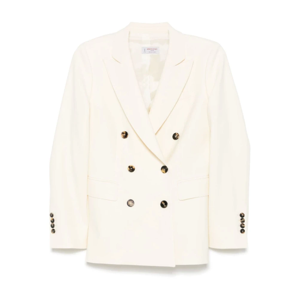 Alberto Biani Witte Double-Breasted Wollen Jas White Dames