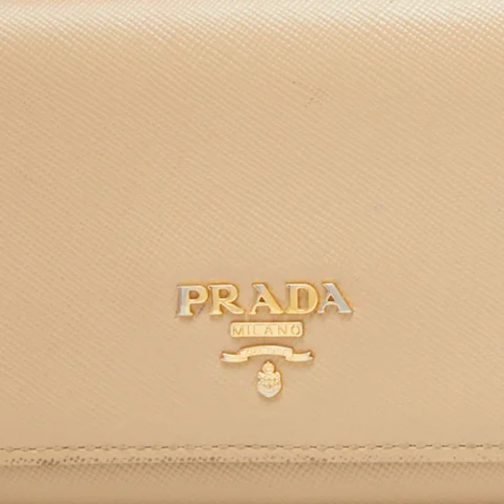 Prada Vintage Pre-owned Leather wallets Beige Dames