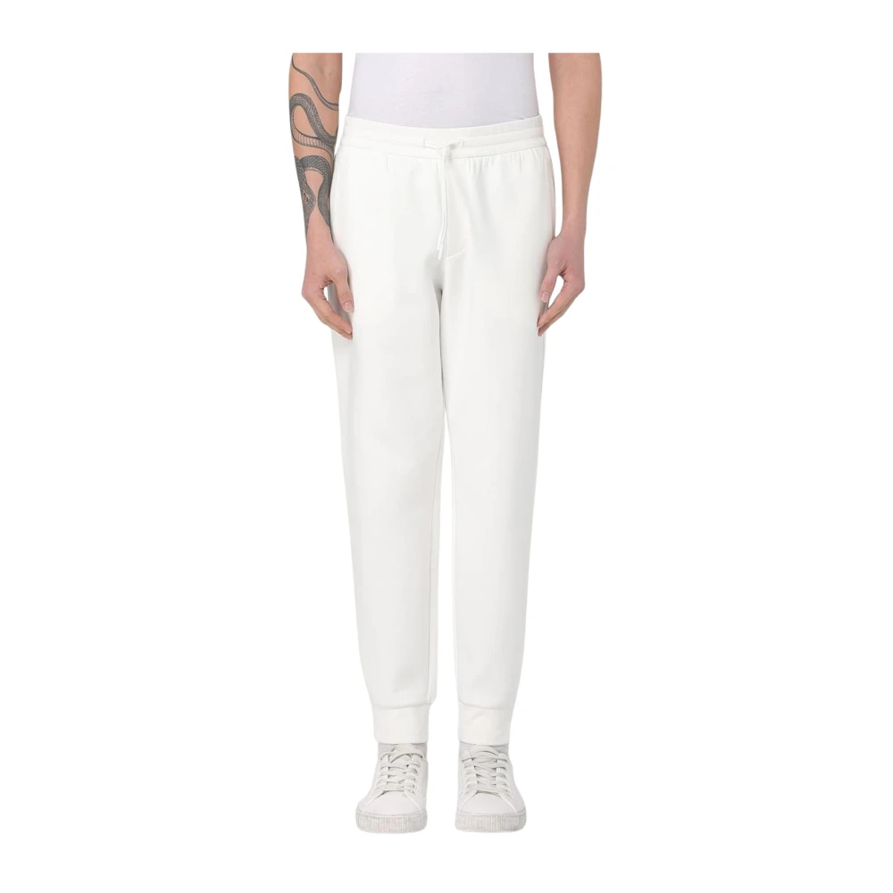 Armani Exchange Men's White Sweatpants,, Relaxed Fit Joggers Medium