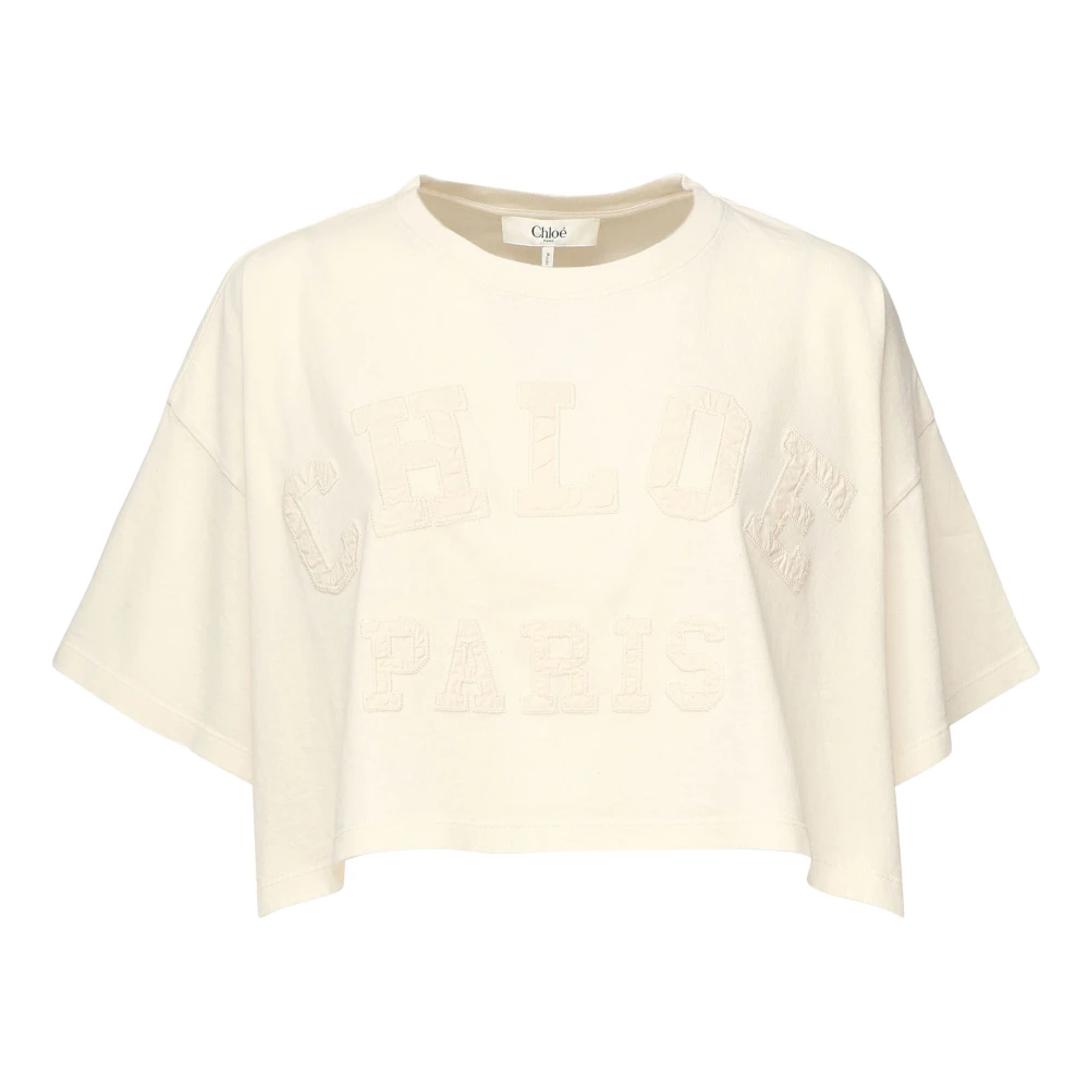 Chloé Vit Oversized Texturerad Topp White, Dam