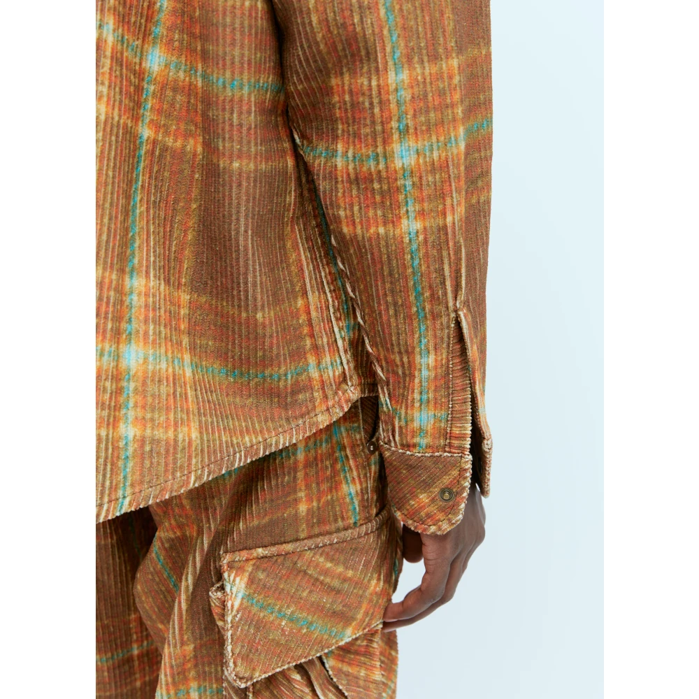 ERL Bedrukte Corduroy Overshirt Brown Heren