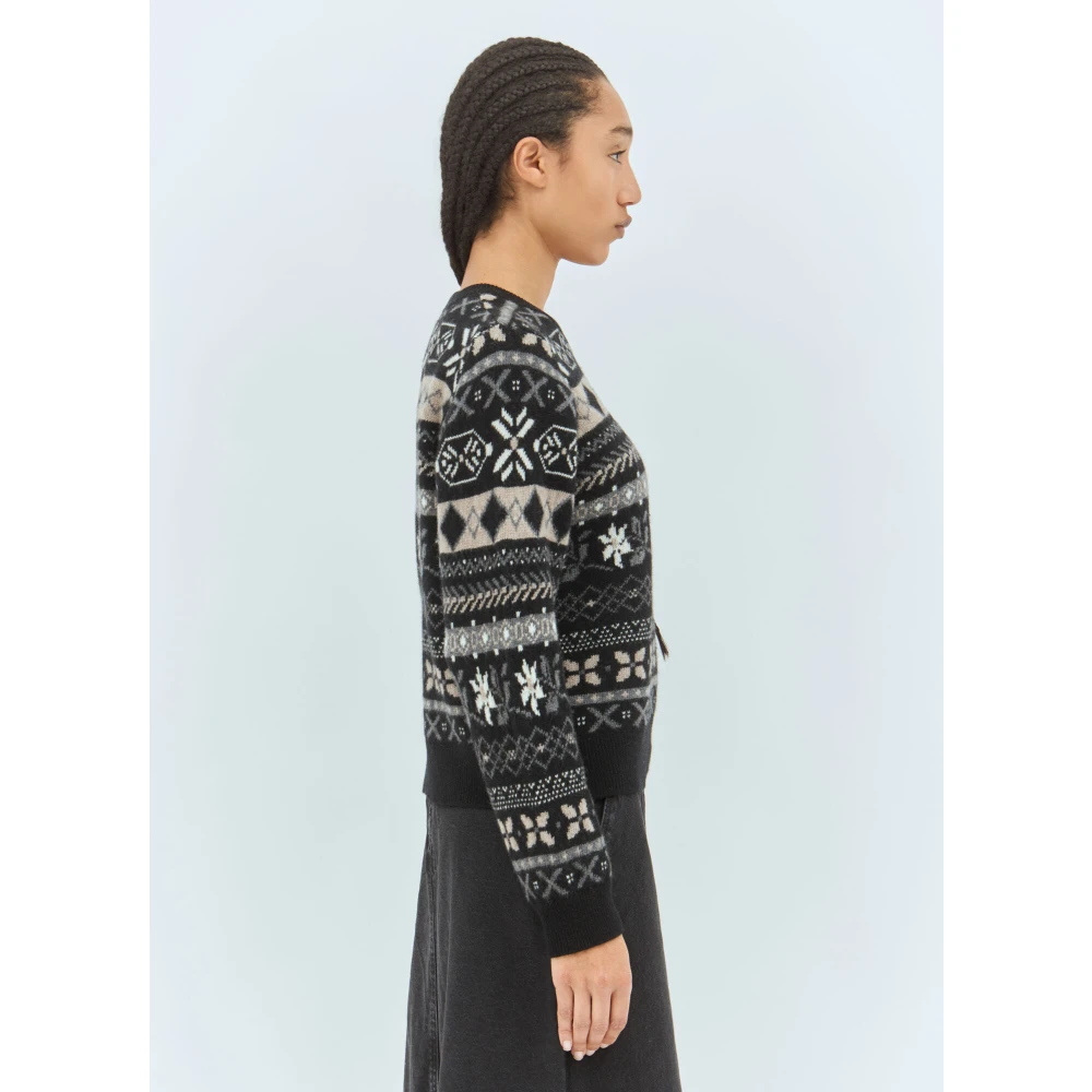 Skall Studio Grafische Jacquard Wollen Trui Black Dames