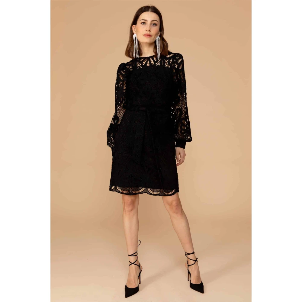 Freebird Elegante gehaakte jurk met riem Black Dames