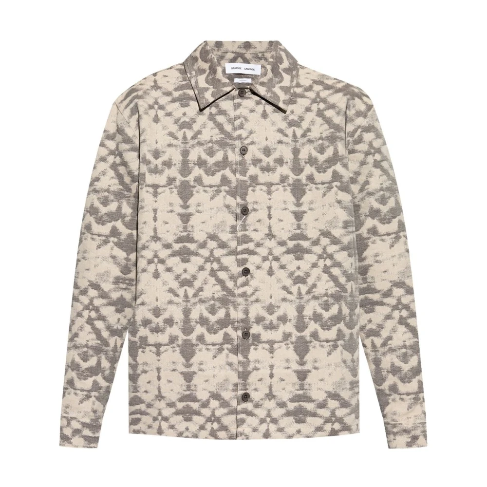 Samsøe Abstract Print Overhemd Jas Beige Heren