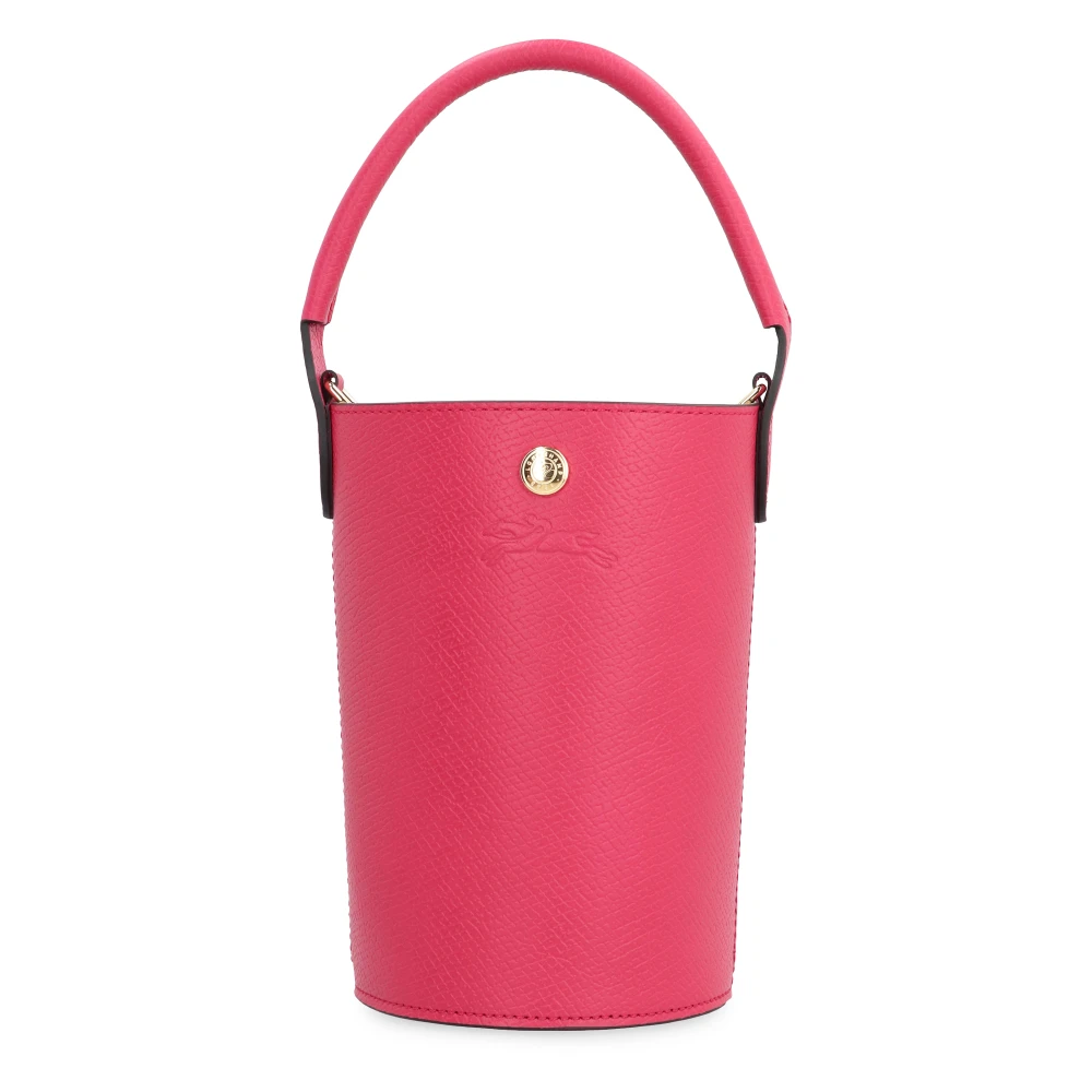 Longchamp Leren Bucket Bag met Snap Sluiting Pink Dames