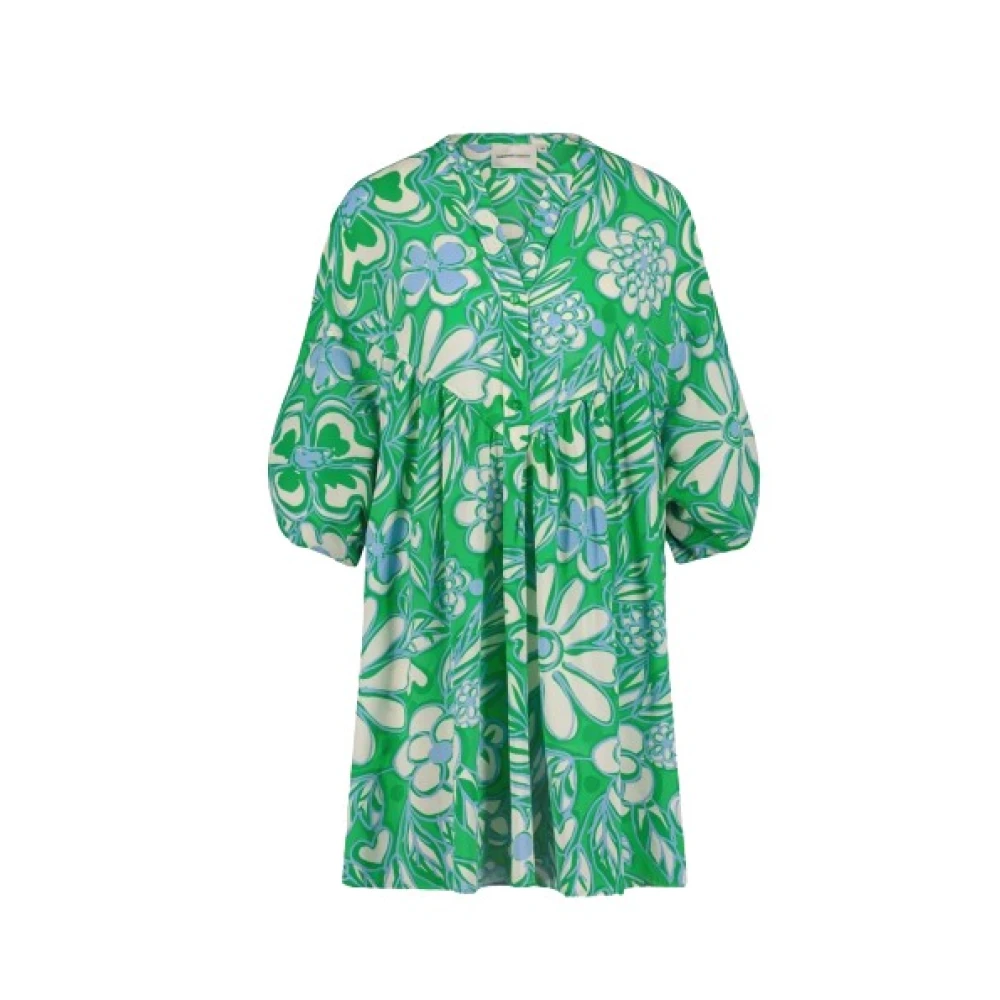 Fabienne Chapot Groene Streisand V-Hals Ruffle Jurk Green Dames