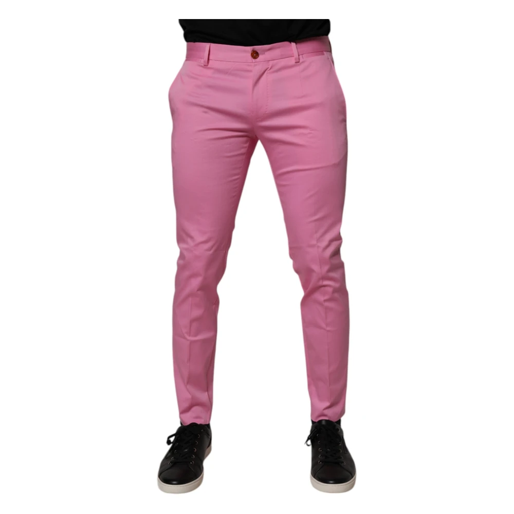 Dolce & Gabbana Men's Pink Skinny Trousers, M, Slim Fit Dress Trousers