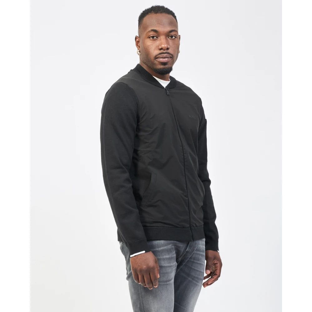 Hugo Boss Zwarte jas met logodetail Black Heren